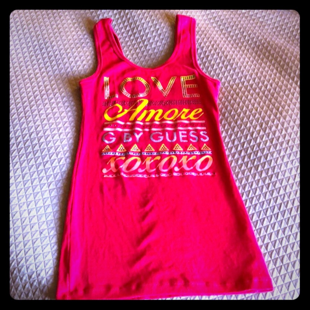 Guess red printed tank top. XS